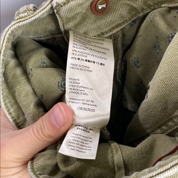 Anthropologie Pilcro Embroidered Patchwork Utility Pants - Olive Green - Size 25 - Picture 11 of 11